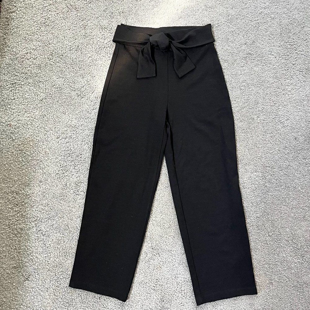 BAILEY 44 Black Women's Cropped Marco Polo Pants with Wrap Waist Tie -Size Small
